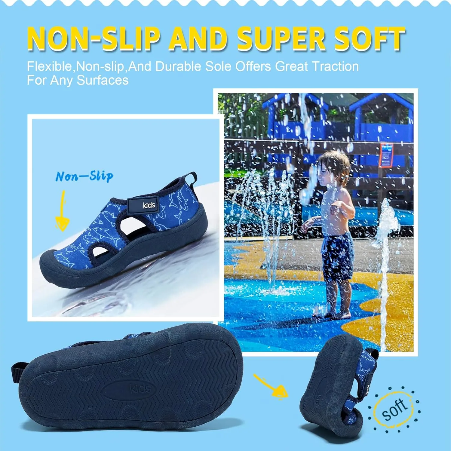 Boys Girls Water Shoes Quick-Dry Wide Toe Box Shoes Toddler Cute Beach Swim Pool Shoes(Toddler/Little Kid)