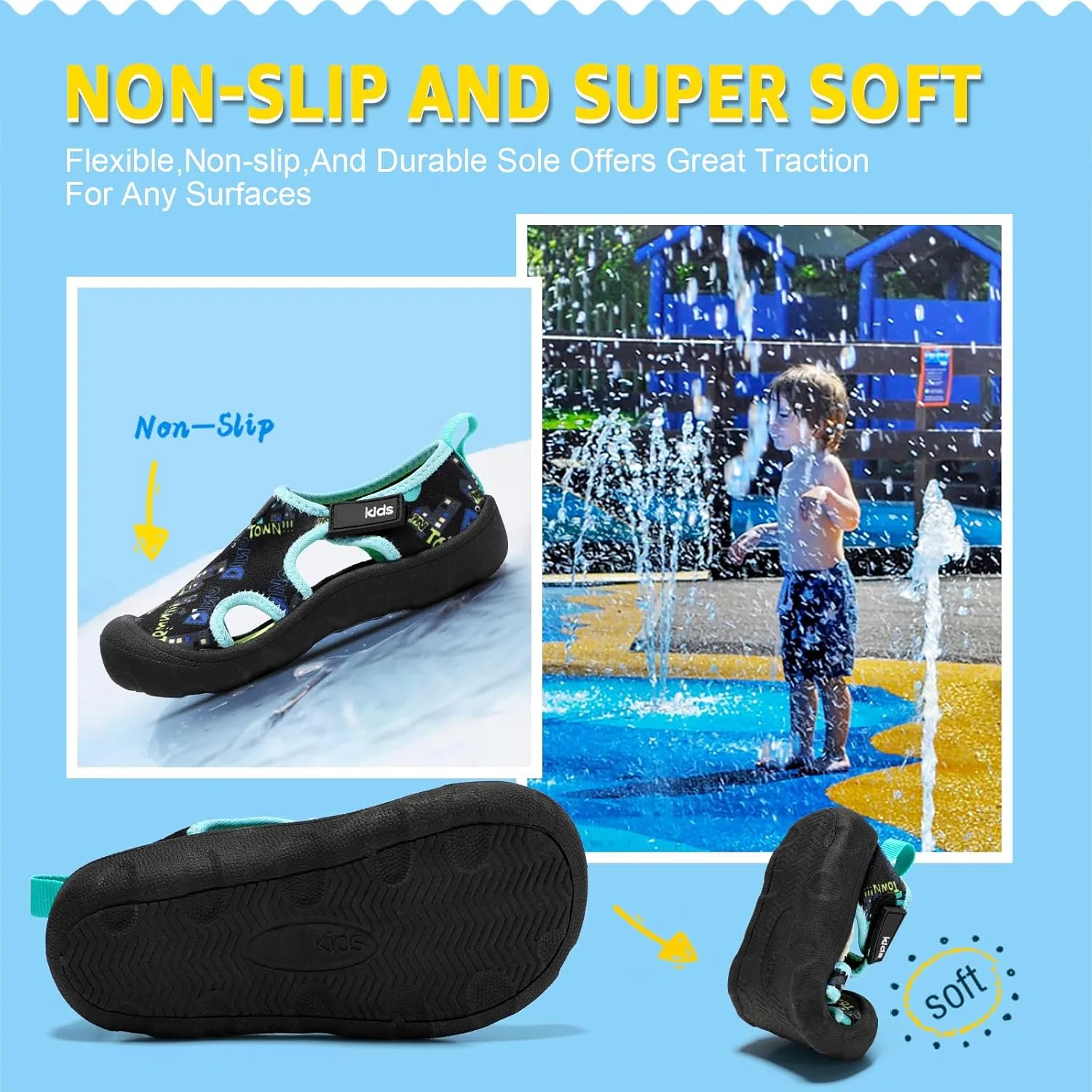 Boys Girls Water Shoes Quick-Dry Wide Toe Box Shoes Toddler Cute Beach Swim Pool Shoes(Toddler/Little Kid)