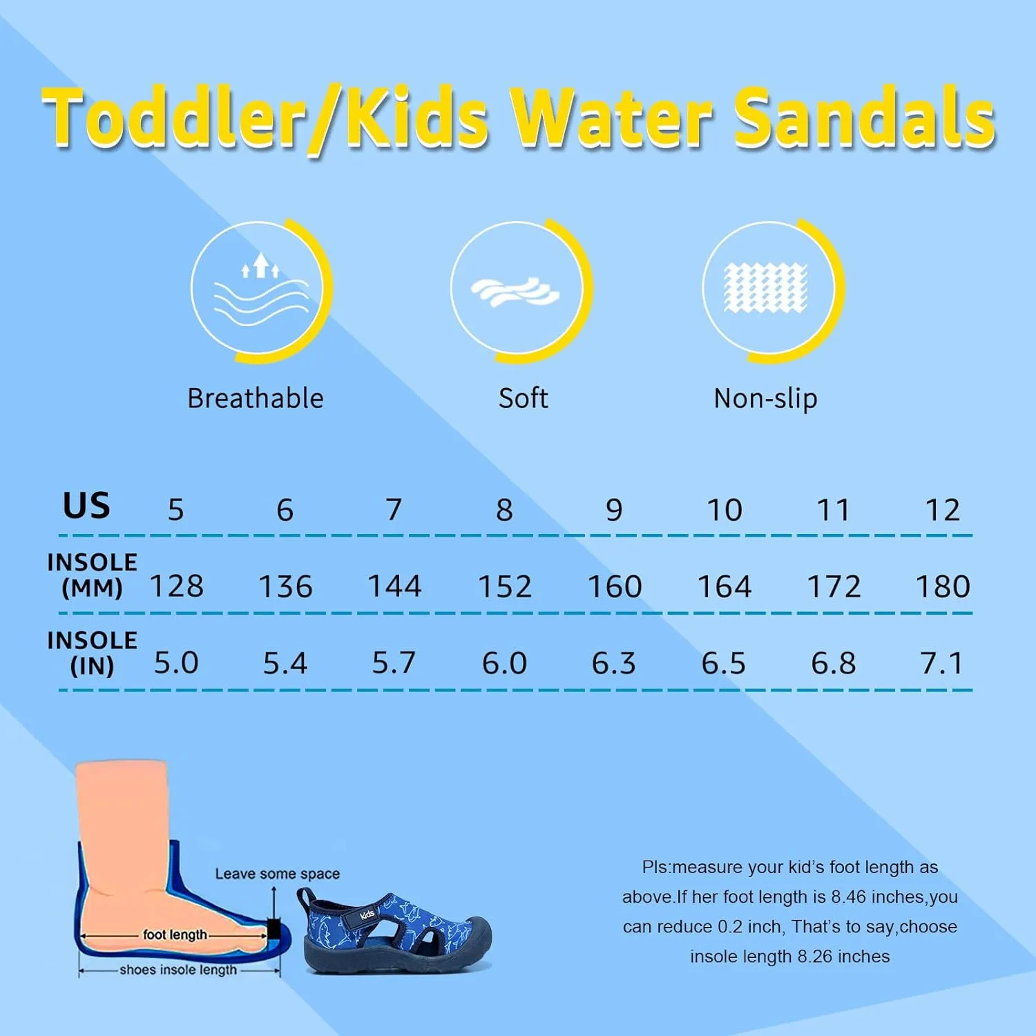 Boys Girls Water Shoes Quick-Dry Wide Toe Box Shoes Toddler Cute Beach Swim Pool Shoes(Toddler/Little Kid)