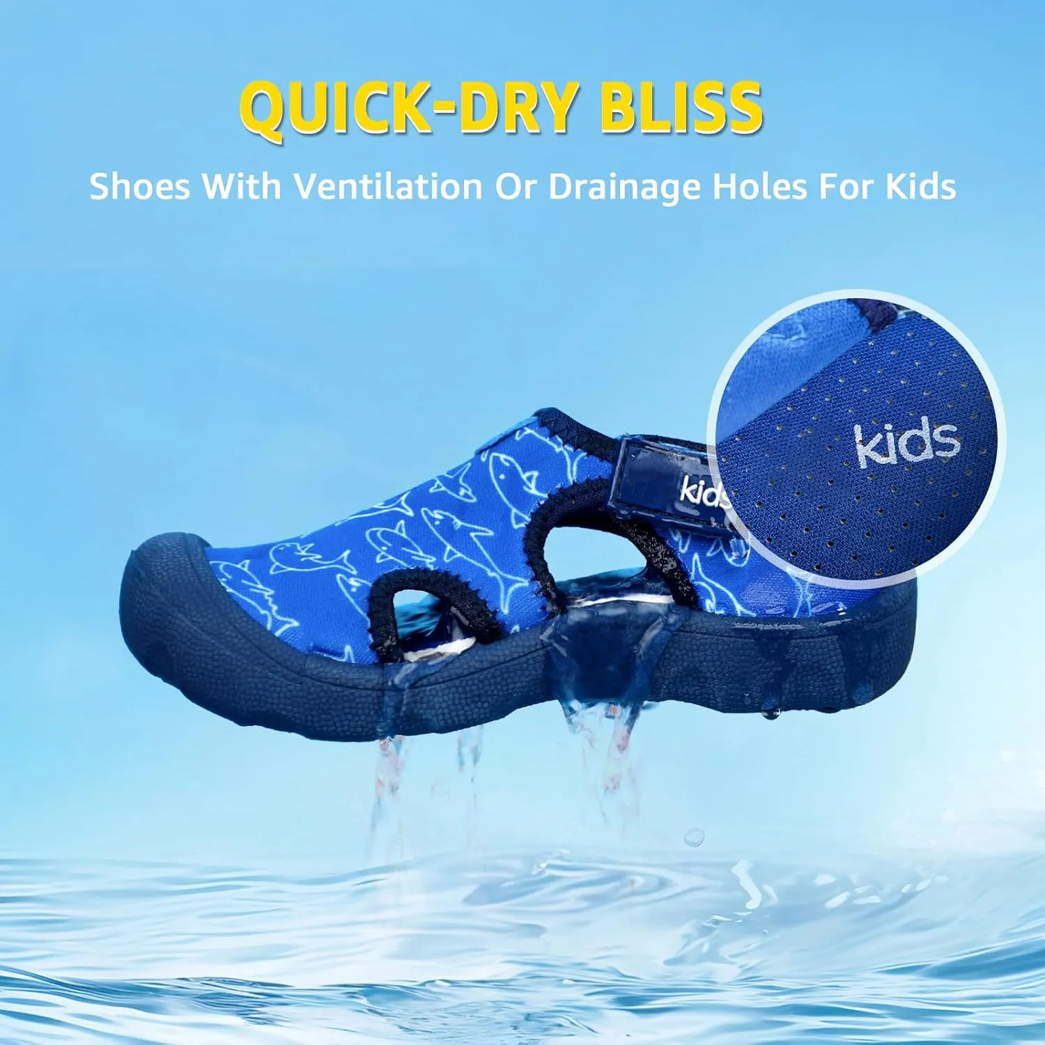 Boys Girls Water Shoes Quick-Dry Wide Toe Box Shoes Toddler Cute Beach Swim Pool Shoes(Toddler/Little Kid)