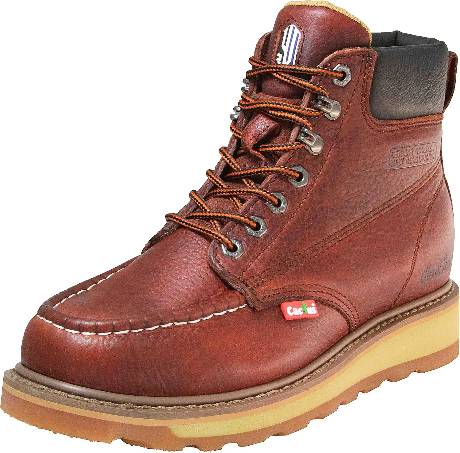 Cactus Mens 6 Heavy Duty, Soft Toe, Genuine Goodyear Welt, Premium Full Grain Leather, Comfortable, Durable, Oil Resistant, Roofing, Industrial, Construction, Work Boots
