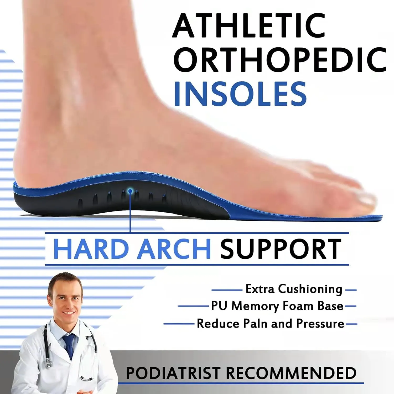 Plantar Fasciitis Insoles, High Arch Support Shoe Inserts Men Women, Orthotics Gel Running Insoles for Flat Feet - Arch Pain - Pronation - Metatarsalgia Pain Relief Heavy Duty Support