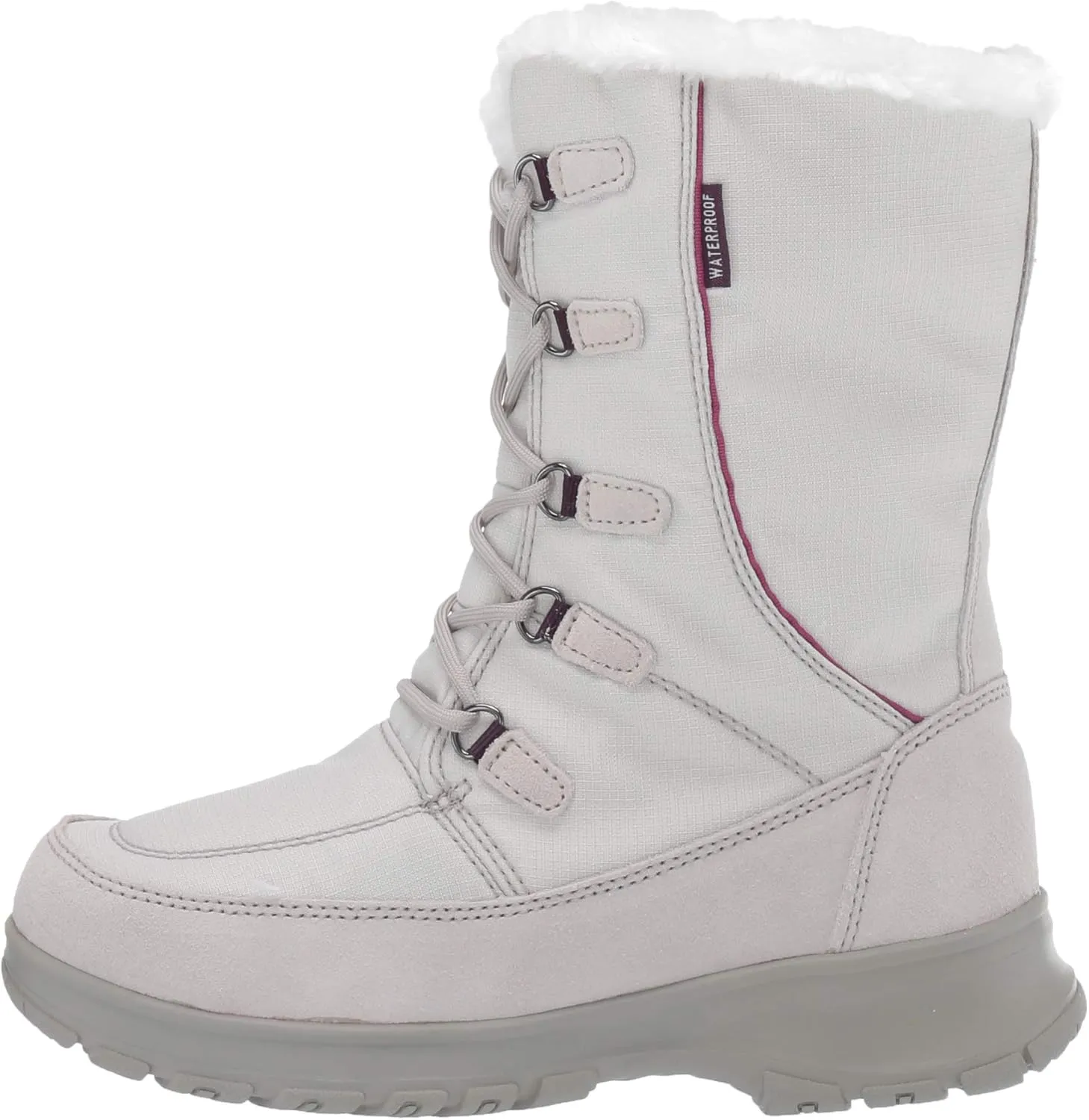 TECS 10" Womens Warm Winter Snow Boots Mid Calf Waterproof Insulated Microfleece Lining Felt Collar Trim Ankle Boot Adjustable D-Ring Lace Up Closure Anti Slip Outsole