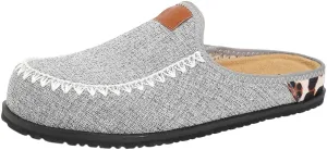 Unisex Gray Loafers for Men & Women – Slip-On Casual Shoes with Zigzag Stitching, Leather Collar Patch, and Spotted Heel Detail