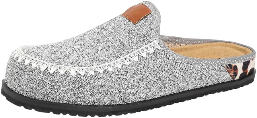 Unisex Gray Loafers for Men & Women – Slip-On Casual Shoes with Zigzag Stitching, Leather Collar Patch, and Spotted Heel Detail