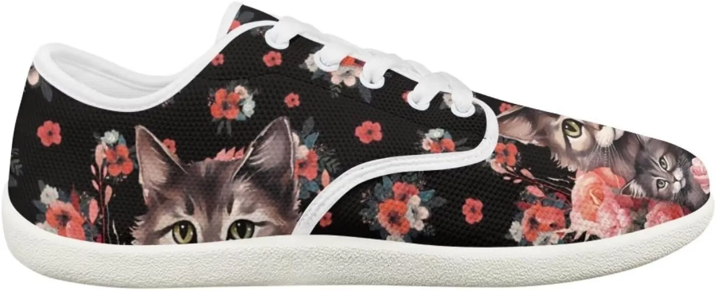 Women's Cat Running Barefoot Sneakers Casual Leisure Driving Loafers Lace-Up Outdoor Walking Shoes