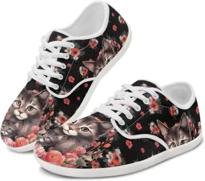 Women's Cat Running Barefoot Sneakers Casual Leisure Driving Loafers Lace-Up Outdoor Walking Shoes