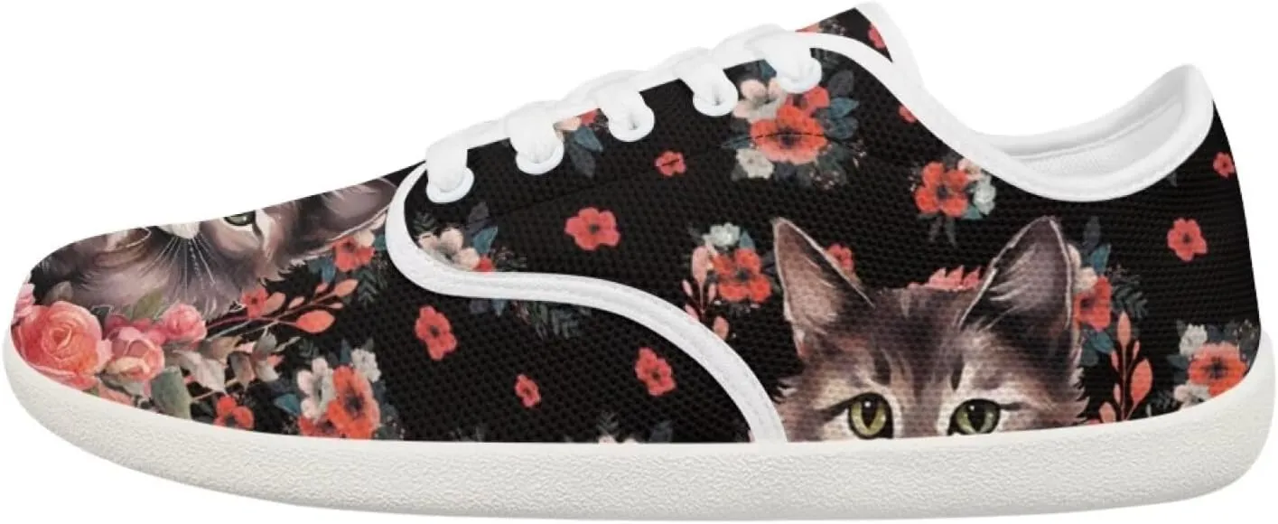 Women's Cat Running Barefoot Sneakers Casual Leisure Driving Loafers Lace-Up Outdoor Walking Shoes