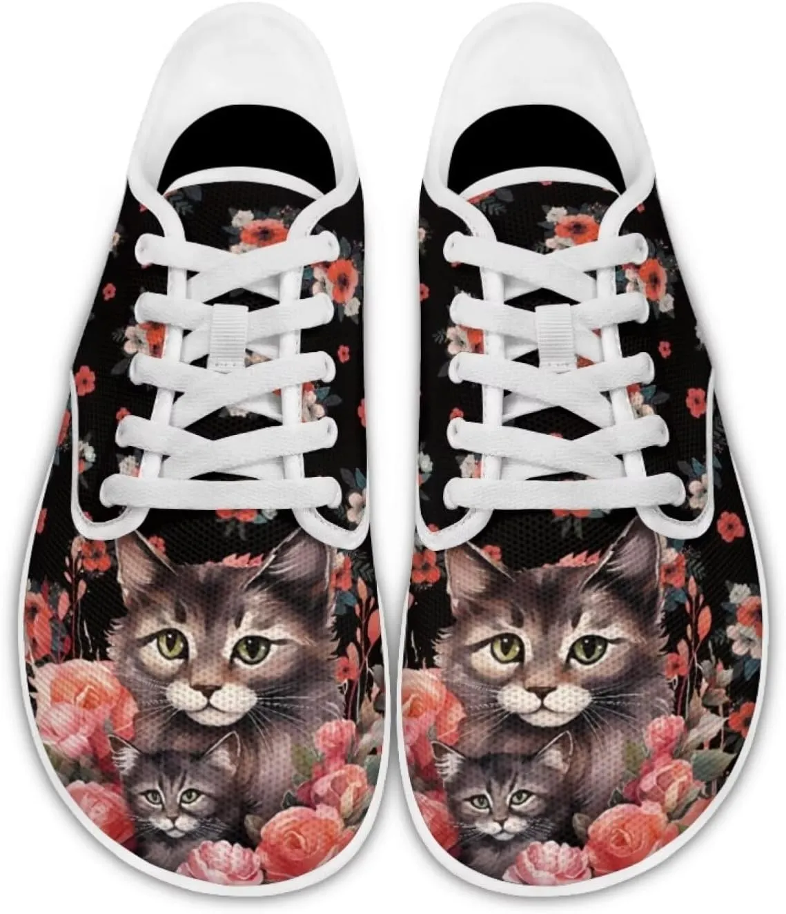 Women's Cat Running Barefoot Sneakers Casual Leisure Driving Loafers Lace-Up Outdoor Walking Shoes