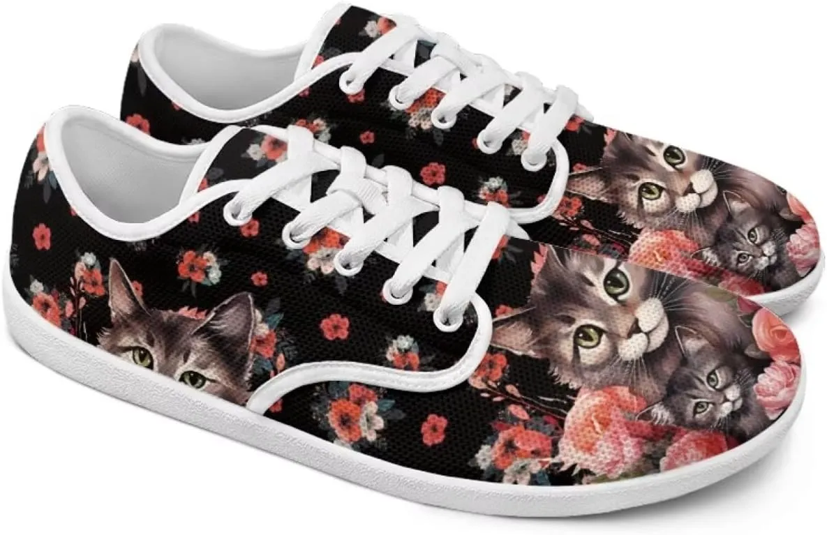 Women's Cat Running Barefoot Sneakers Casual Leisure Driving Loafers Lace-Up Outdoor Walking Shoes